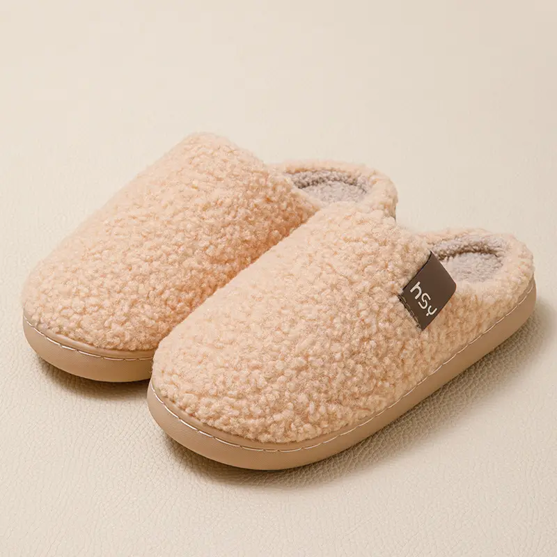 Lamb Velvet Cotton Slippers for Women 2025 New Home Indoor Non-Slip Warm Soft Bottom Silent Confinement Cotton Slippers for Men
