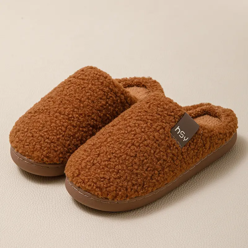 Lamb Velvet Cotton Slippers for Women 2025 New Home Indoor Non-Slip Warm Soft Bottom Silent Confinement Cotton Slippers for Men