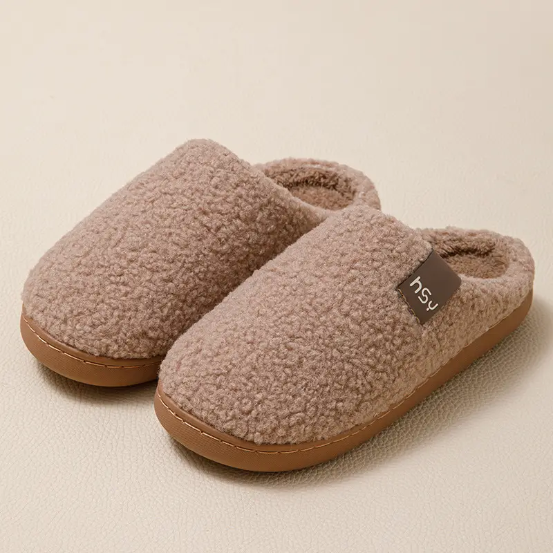 Lamb Velvet Cotton Slippers for Women 2025 New Home Indoor Non-Slip Warm Soft Bottom Silent Confinement Cotton Slippers for Men