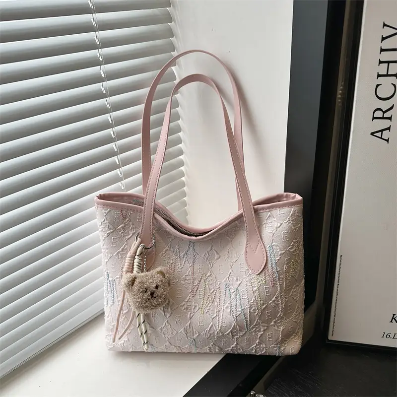 Pink Embroidered Shoulder Bag for Women Spring Summer Commute - Image 6