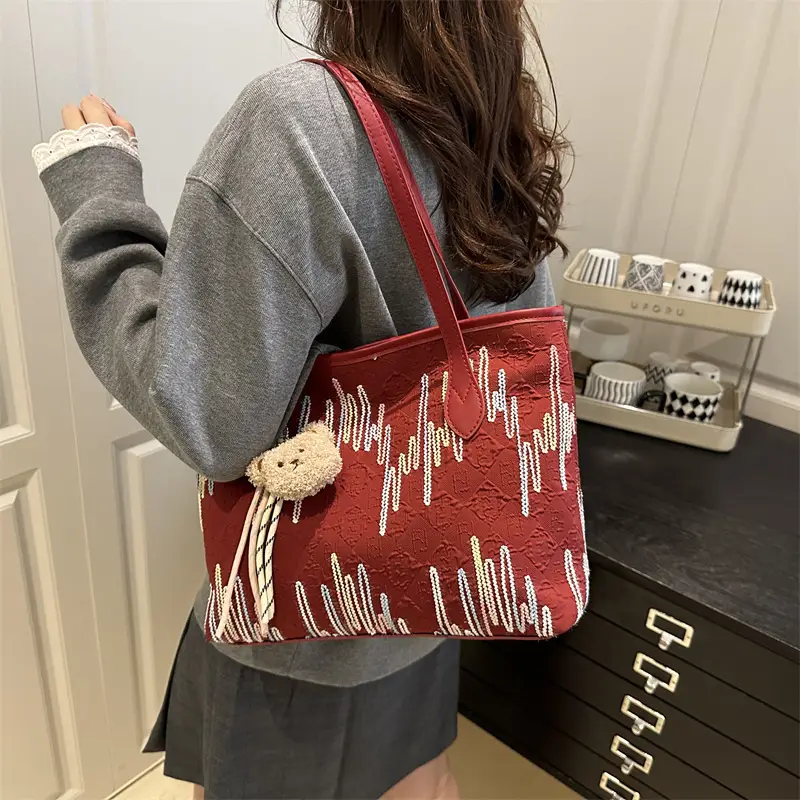 Pink Embroidered Shoulder Bag for Women Spring Summer Commute - Image 8