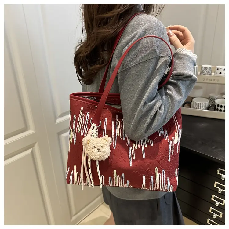 Pink Embroidered Shoulder Bag for Women Spring Summer Commute — feature 13