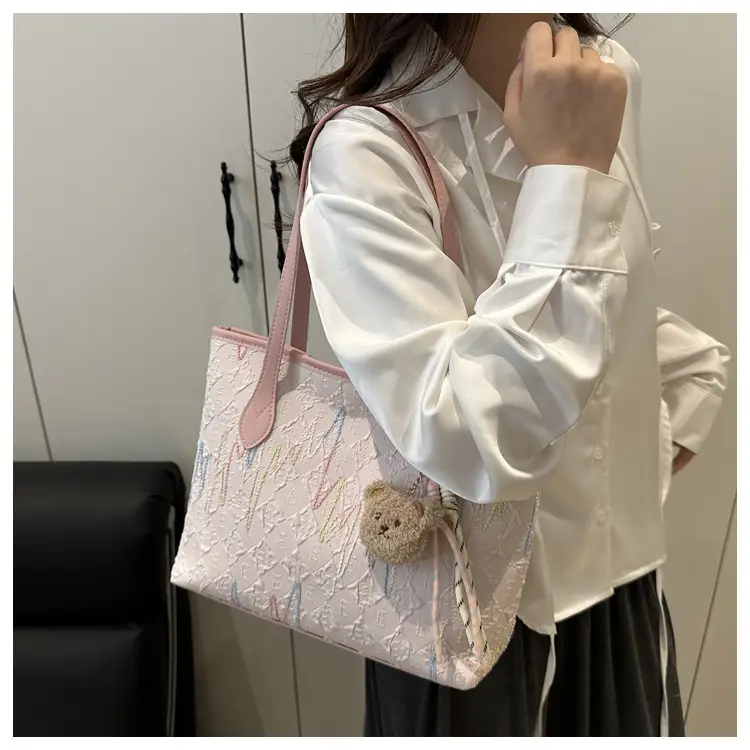Pink Embroidered Shoulder Bag for Women Spring Summer Commute — feature 14