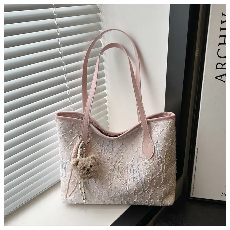 Pink Embroidered Shoulder Bag for Women Spring Summer Commute — feature 27