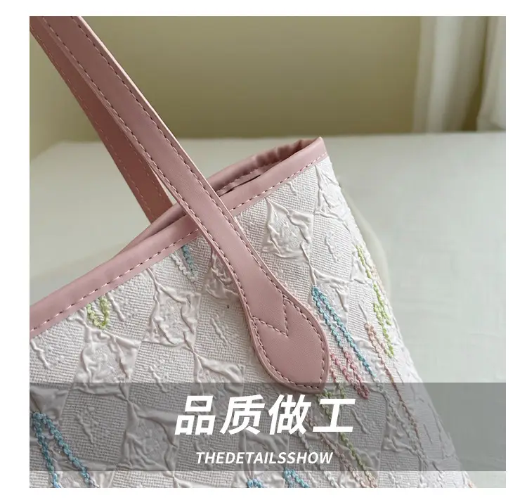 Pink Embroidered Shoulder Bag for Women Spring Summer Commute — feature 4