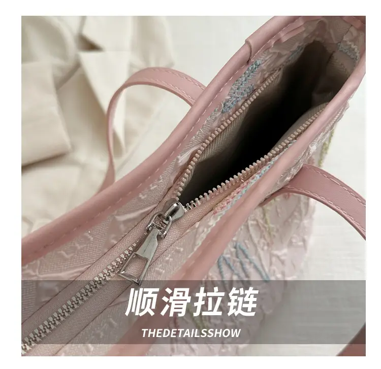 Pink Embroidered Shoulder Bag for Women Spring Summer Commute — feature 6