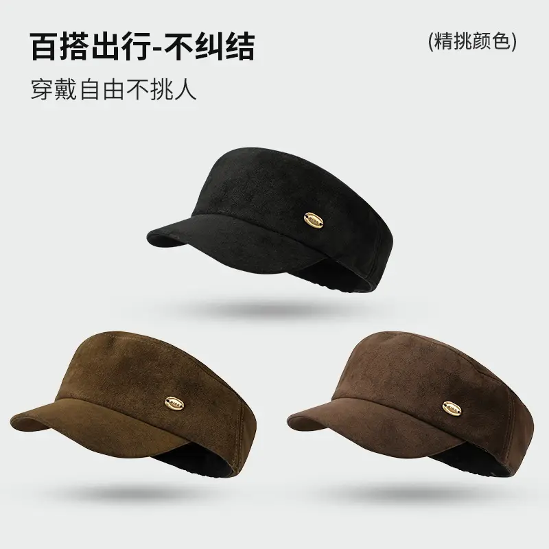 Women Retro Suede Peaked Cap Autumn Winter British Fashion - Image 6