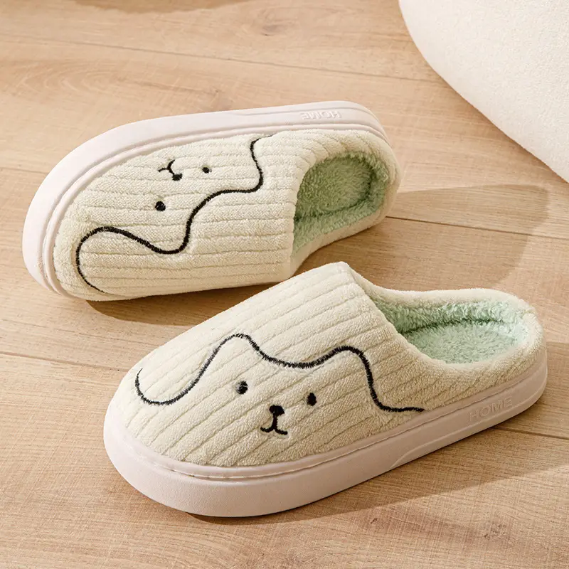 Cotton Slippers for Women to Wear Outside in Winter New Style Indoor Home Thick-Soled Non-Slip Plush Warm Couple Slippers for Men at Home