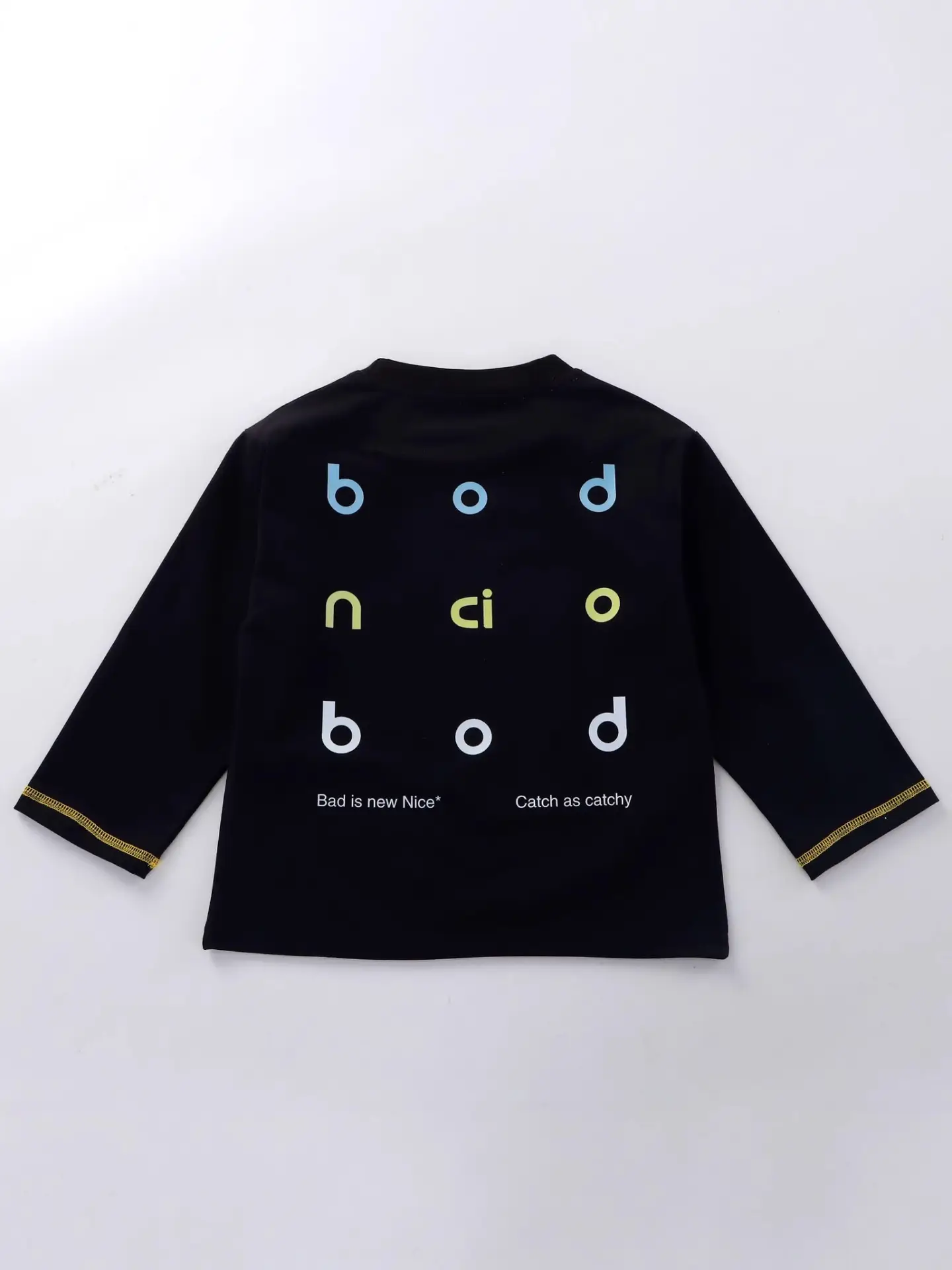 Children's Black Printed Long Sleeve Top with "Bad is New Now" Design - Image 5