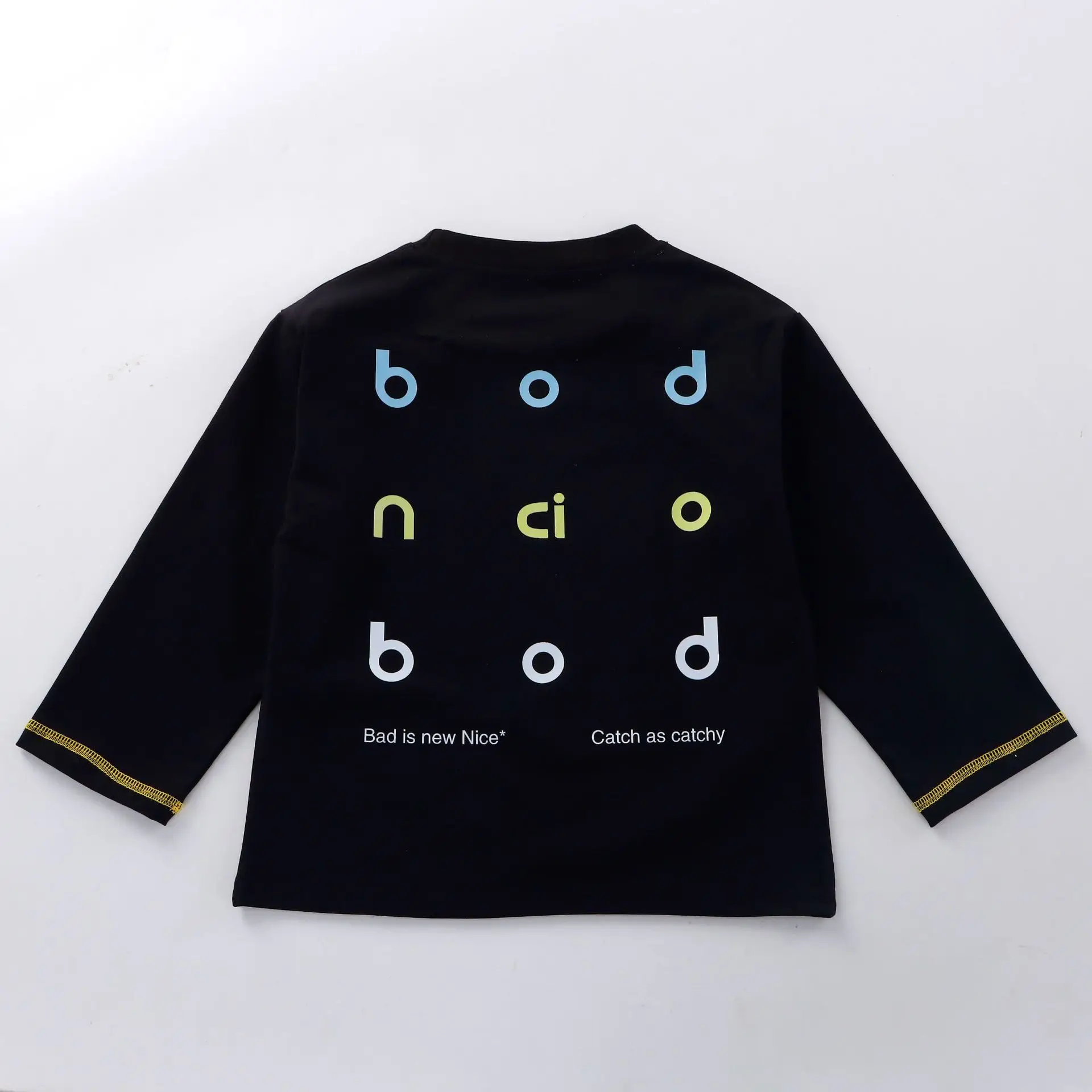 Children's Black Printed Long Sleeve Top with "Bad is New Now" Design - Image 2