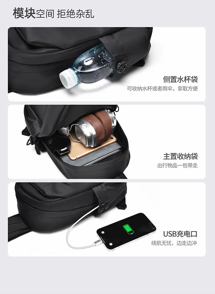 Men's Black Multi-Use Shoulder Bag for Travel & Daily Use — feature 11