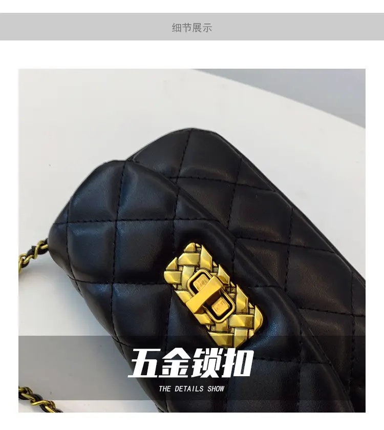Black Rhombus Chain Crossbody Bag for Women — feature 5