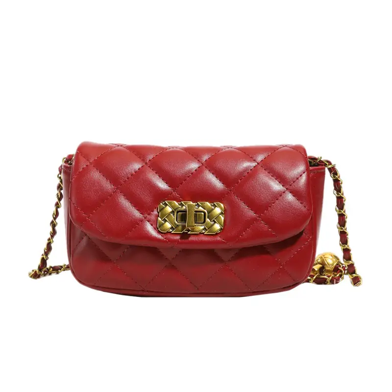 Black Rhombus Chain Crossbody Bag for Women - Image 2