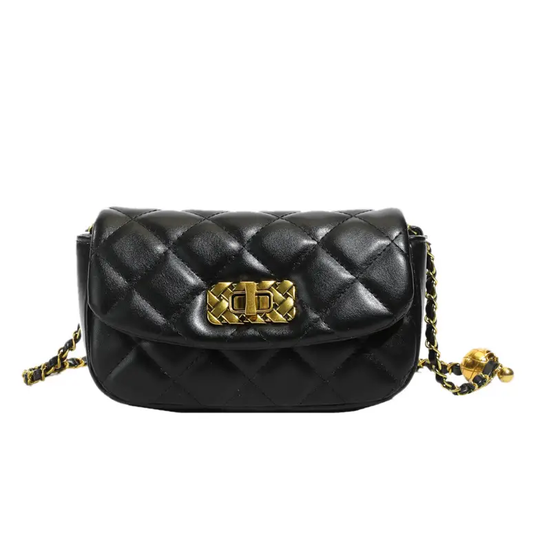 Black Rhombus Chain Crossbody Bag for Women - Image 3