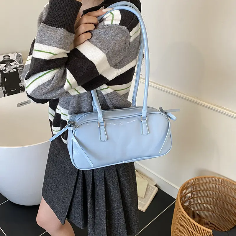 Korean Fashion Underarm Bowling Bag 2025 White - Image 10