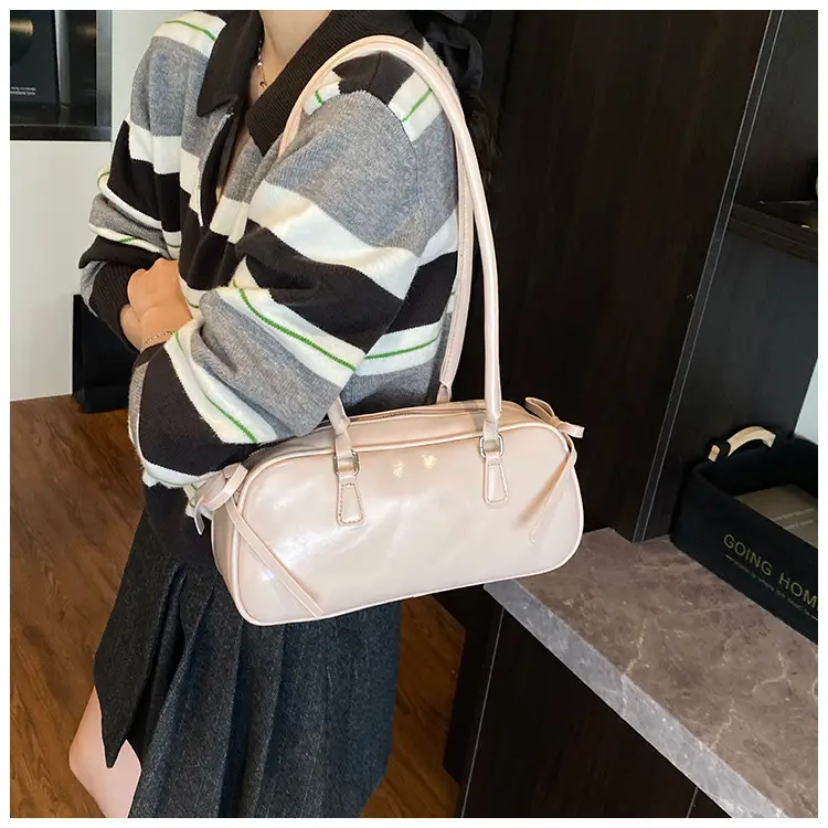 Korean Fashion Underarm Bowling Bag 2025 White — feature 12