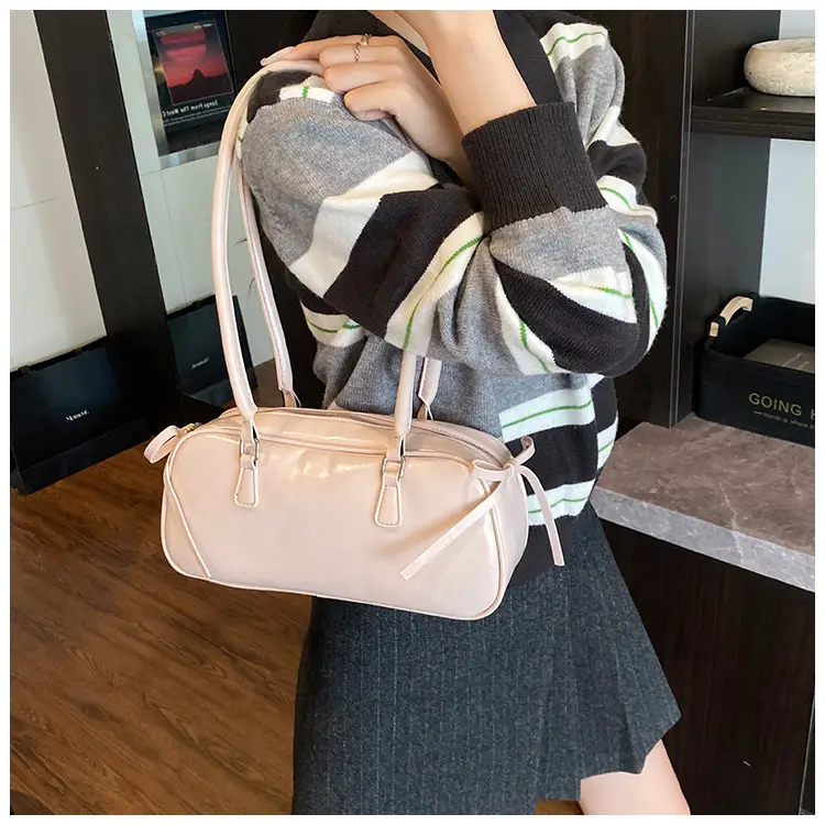 Korean Fashion Underarm Bowling Bag 2025 White — feature 14
