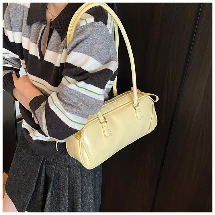 Korean Fashion Underarm Bowling Bag 2025 White — feature 18