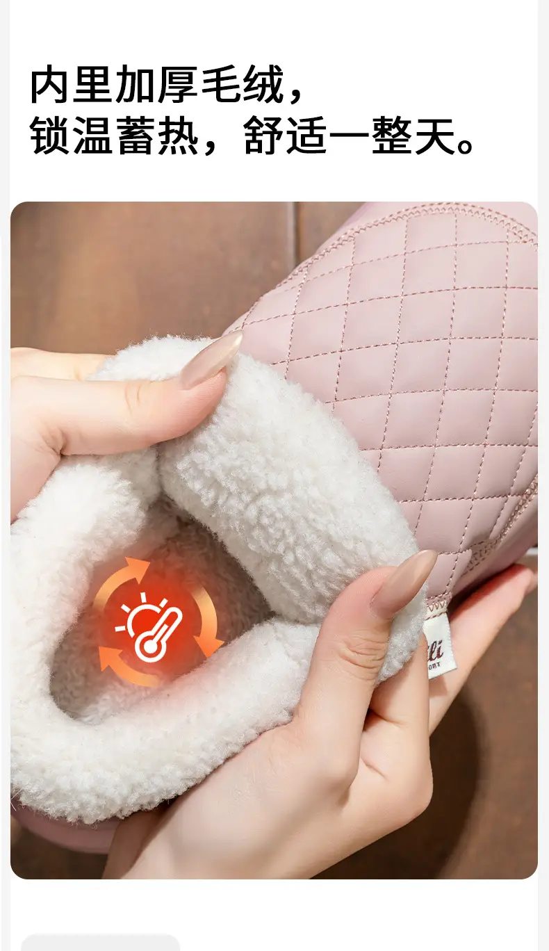 Waterproof Cotton Shoes for Men and Women in Winter 2025 New Style Fleece-Lined and Thickeneded Heel Cotton Slippers Warm Outer Snow Boots for Men — feature 12