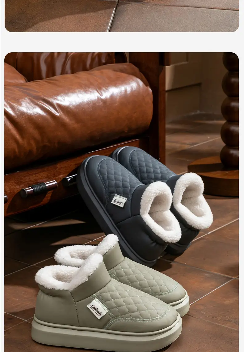 Waterproof Cotton Shoes for Men and Women in Winter 2025 New Style Fleece-Lined and Thickeneded Heel Cotton Slippers Warm Outer Snow Boots for Men — feature 16