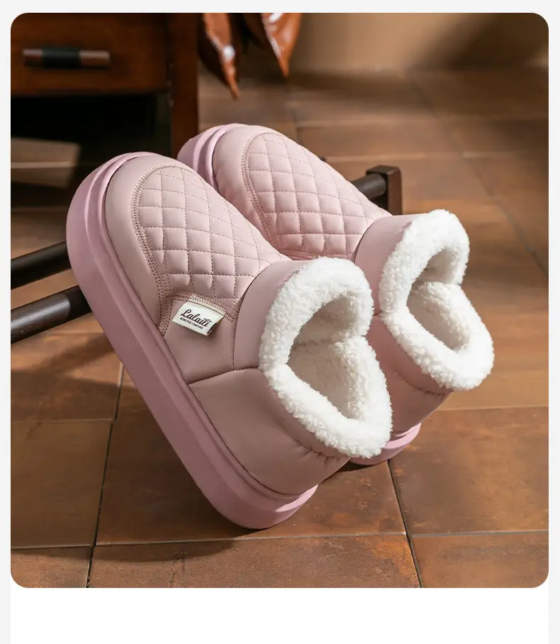 Waterproof Cotton Shoes for Men and Women in Winter 2025 New Style Fleece-Lined and Thickeneded Heel Cotton Slippers Warm Outer Snow Boots for Men — feature 2