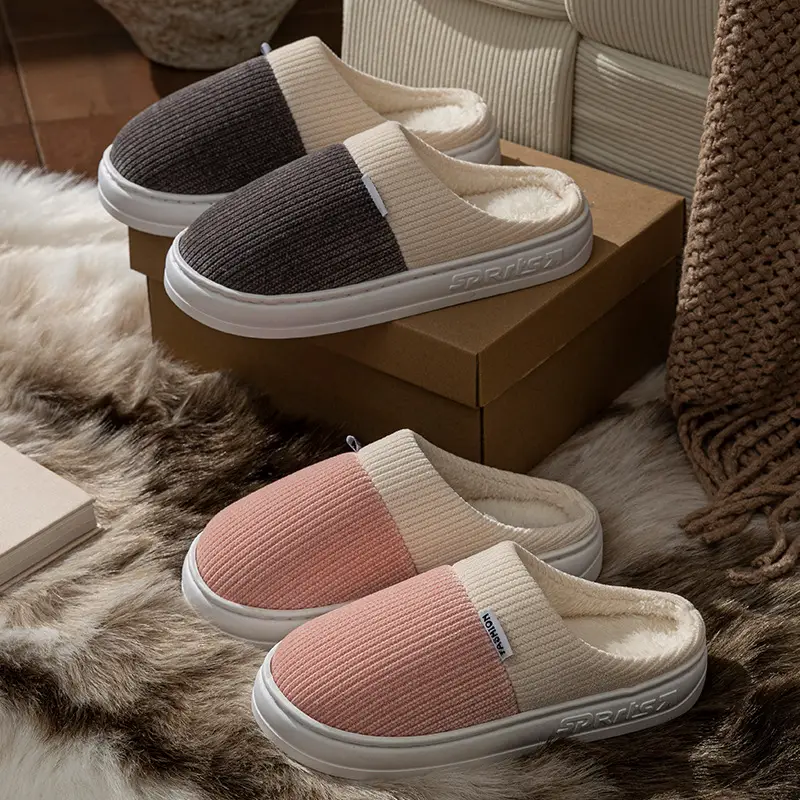 Men's Cotton Slippers Warm Fleece Lined Winter Indoor - Image 7