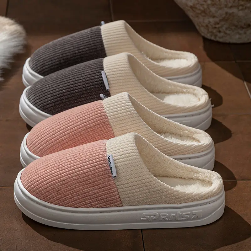 Men's Cotton Slippers Warm Fleece Lined Winter Indoor - Image 10