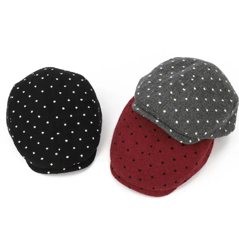 Women Polka Dot Duckbill Caps Autumn Winter Sunshade