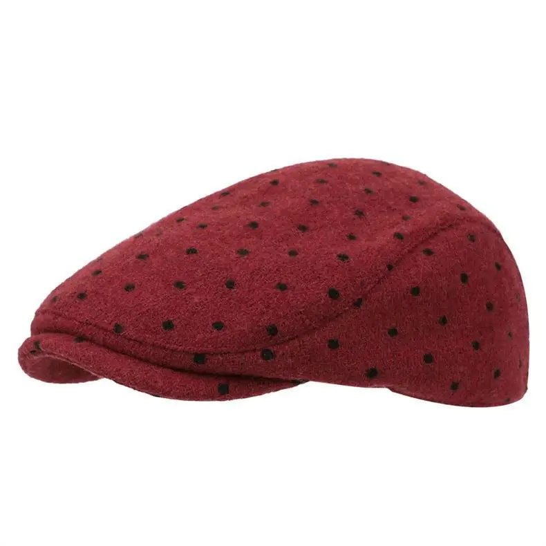 Women Polka Dot Duckbill Caps Autumn Winter Sunshade — feature 2