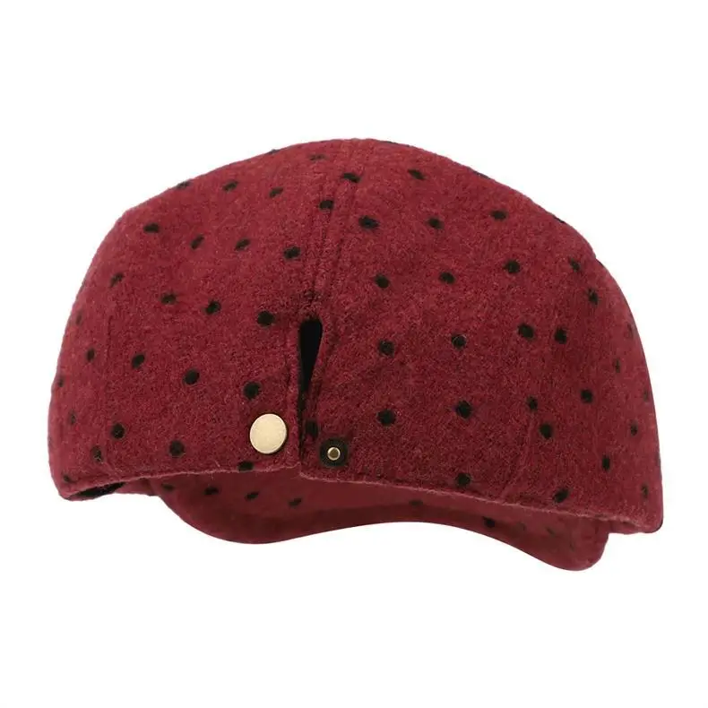 Women Polka Dot Duckbill Caps Autumn Winter Sunshade — feature 3