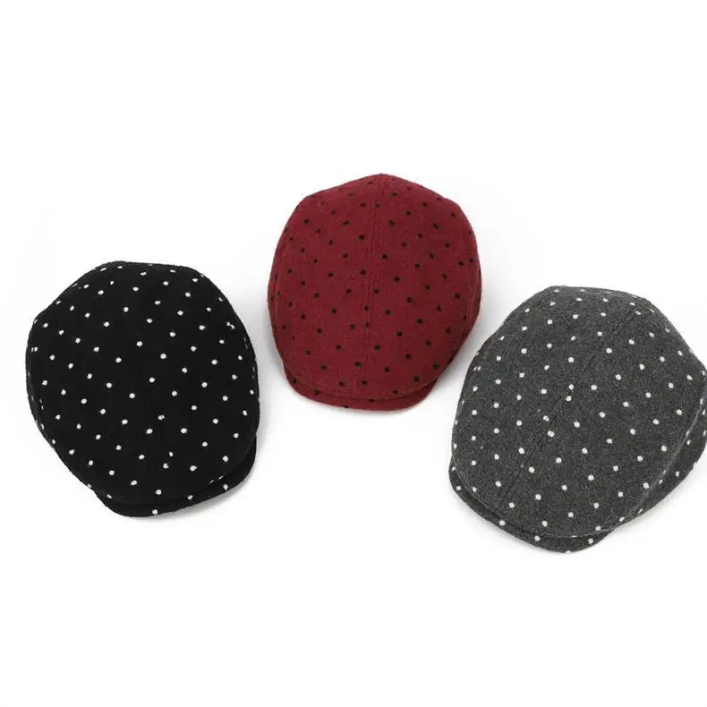 Women Polka Dot Duckbill Caps Autumn Winter Sunshade — feature 6