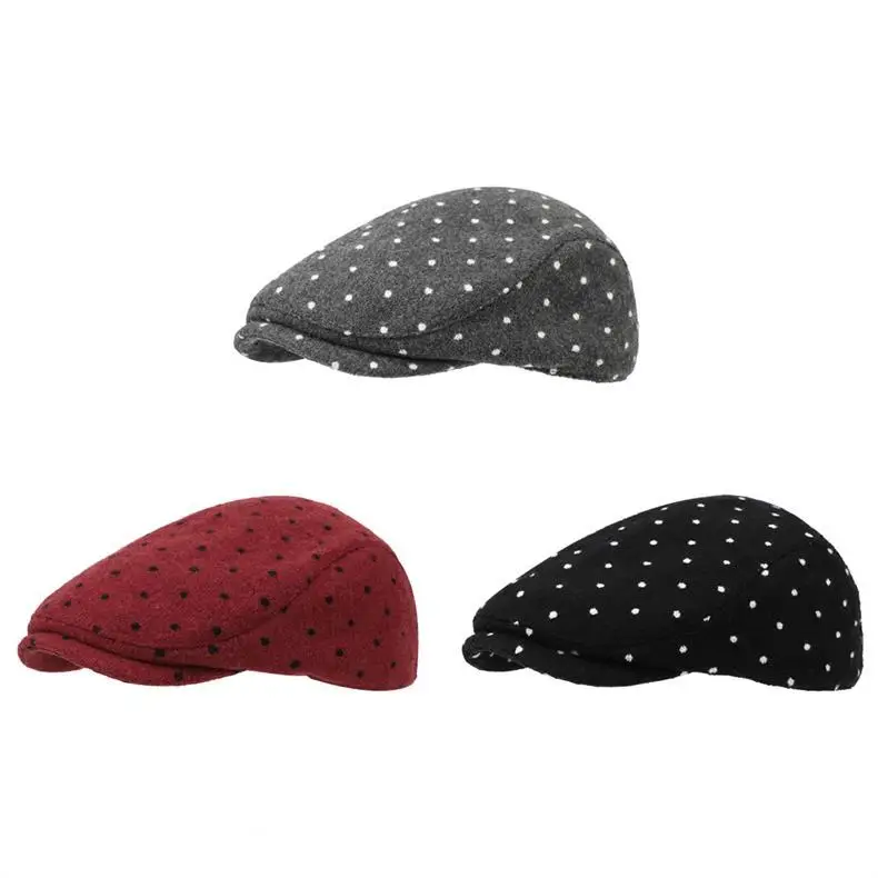 Women Polka Dot Duckbill Caps Autumn Winter Sunshade — feature 8