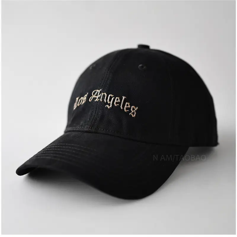 Men Black Korean Style Baseball Cap with Letter Embroidery