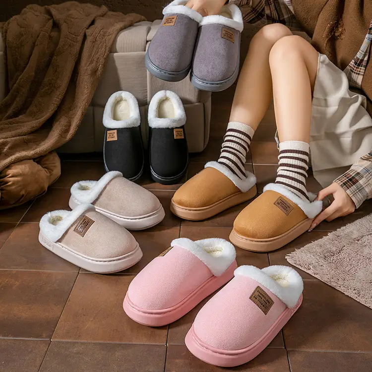 Women Plush Slippers Warm Fleece Lined Autumn Winter - Image 8