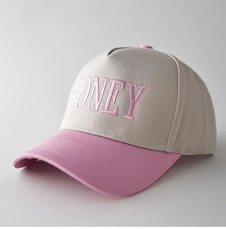 Honey Lettered Baseball Cap Pink Grey — feature 5