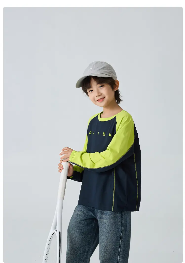 Haima Boys Raglan Sleeve T-Shirt Green Blue Winter — feature 10