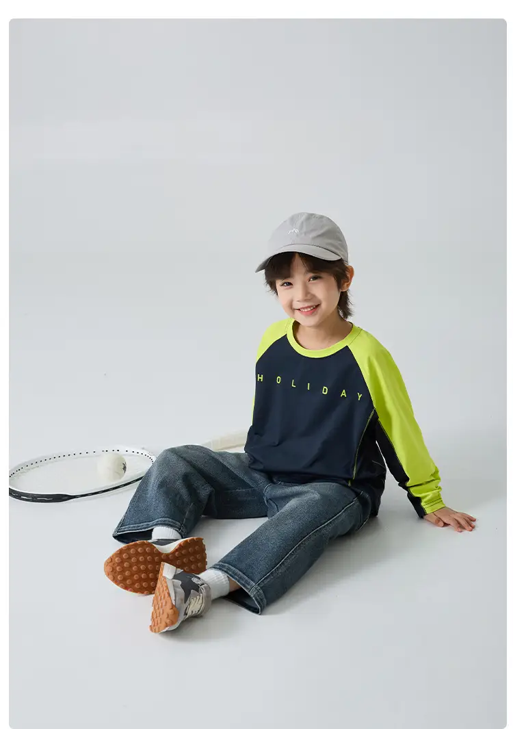 Haima Boys Raglan Sleeve T-Shirt Green Blue Winter — feature 12