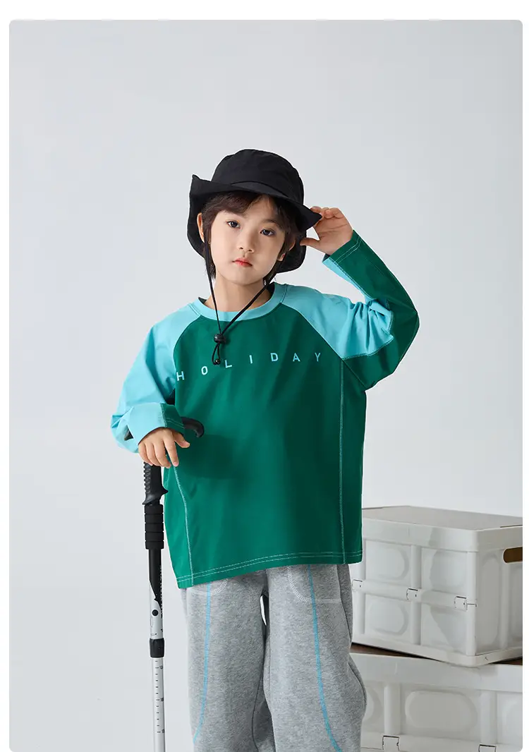 Haima Boys Raglan Sleeve T-Shirt Green Blue Winter — feature 13
