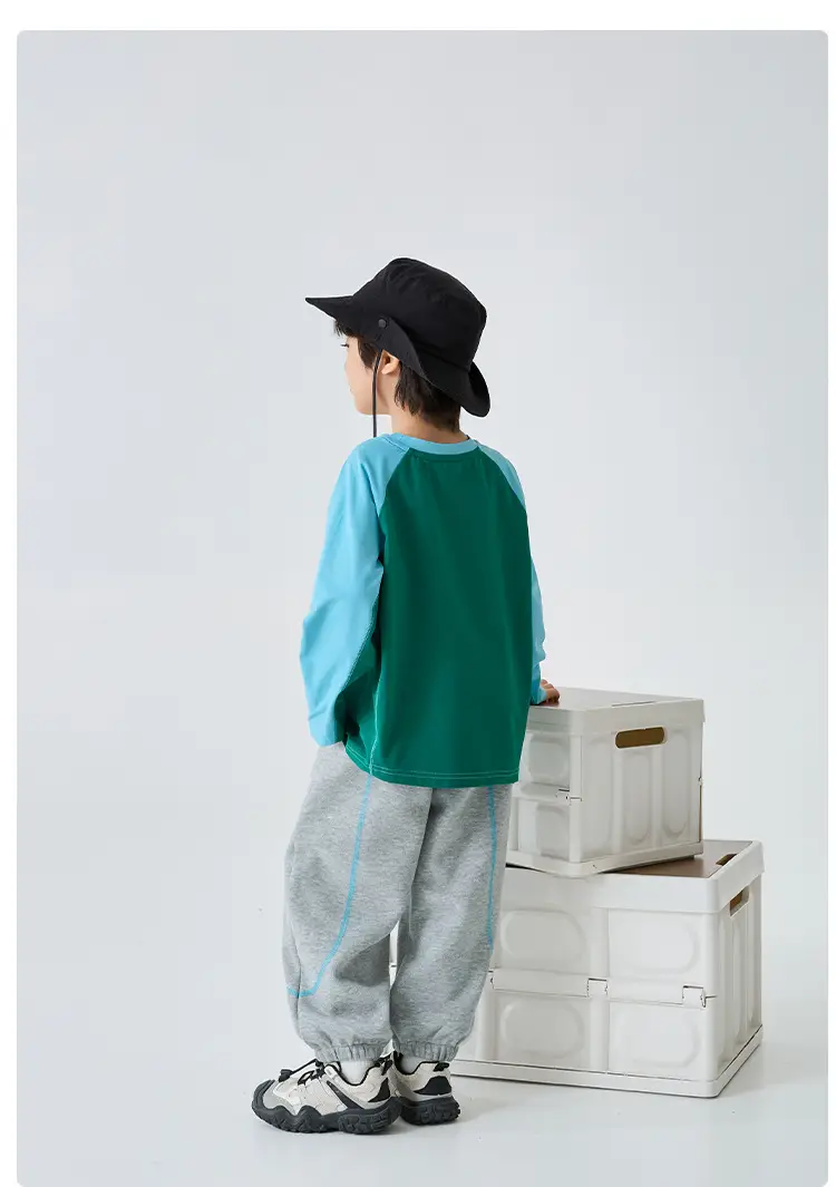 Haima Boys Raglan Sleeve T-Shirt Green Blue Winter — feature 14