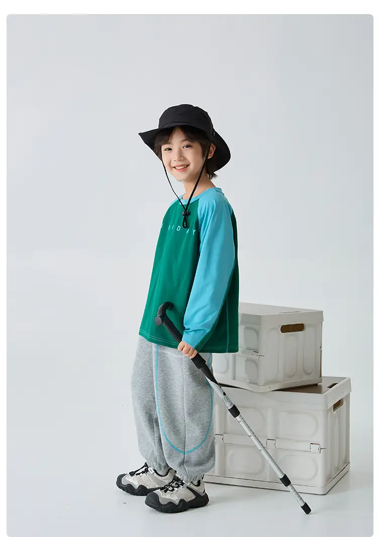 Haima Boys Raglan Sleeve T-Shirt Green Blue Winter — feature 15
