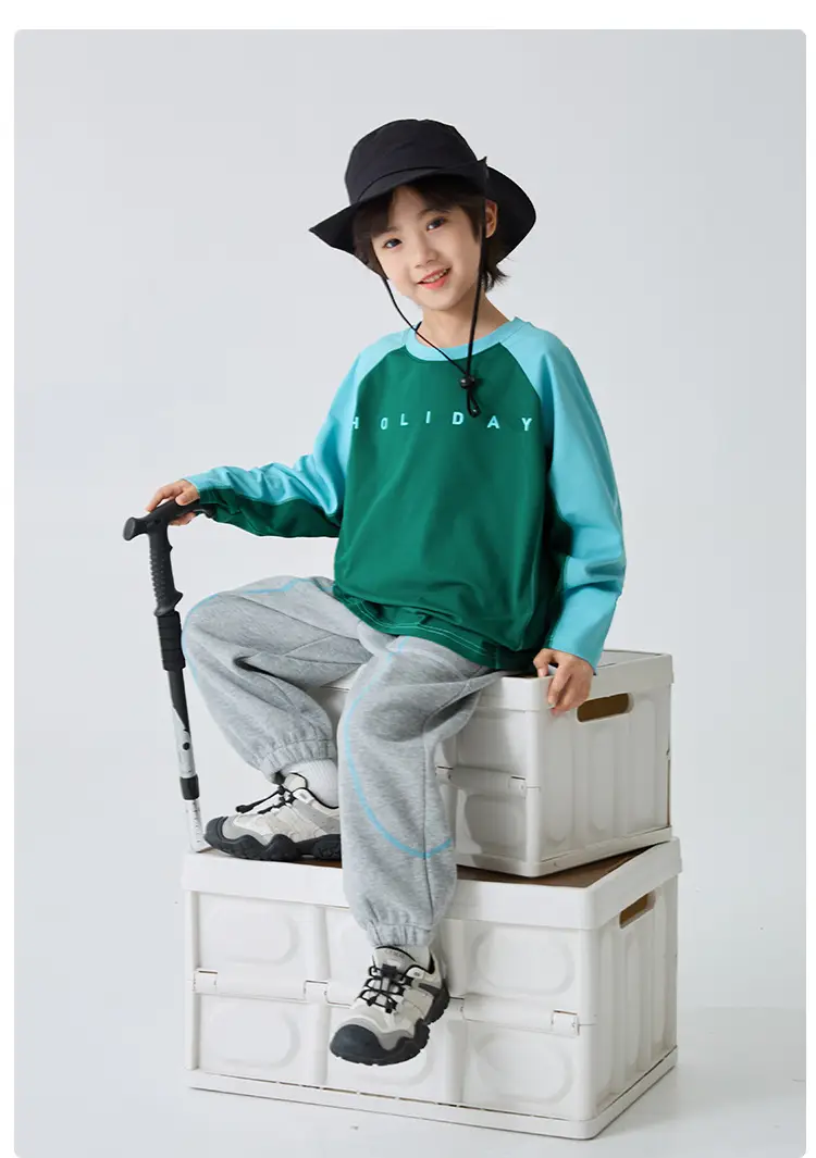 Haima Boys Raglan Sleeve T-Shirt Green Blue Winter — feature 16