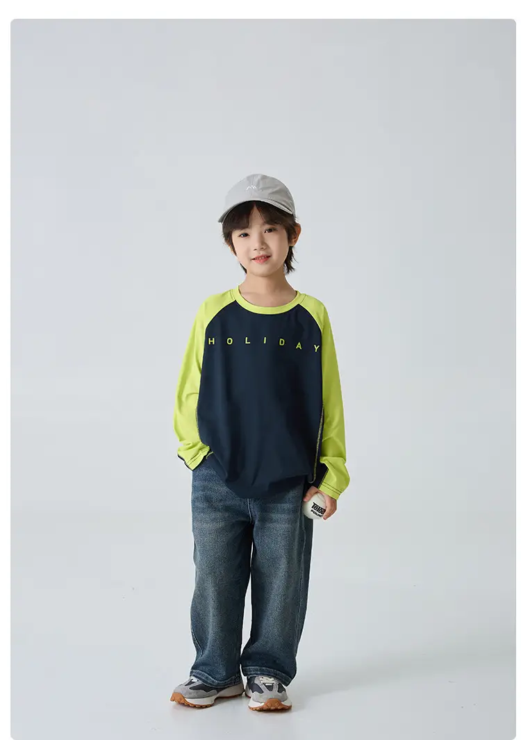 Haima Boys Raglan Sleeve T-Shirt Green Blue Winter — feature 9