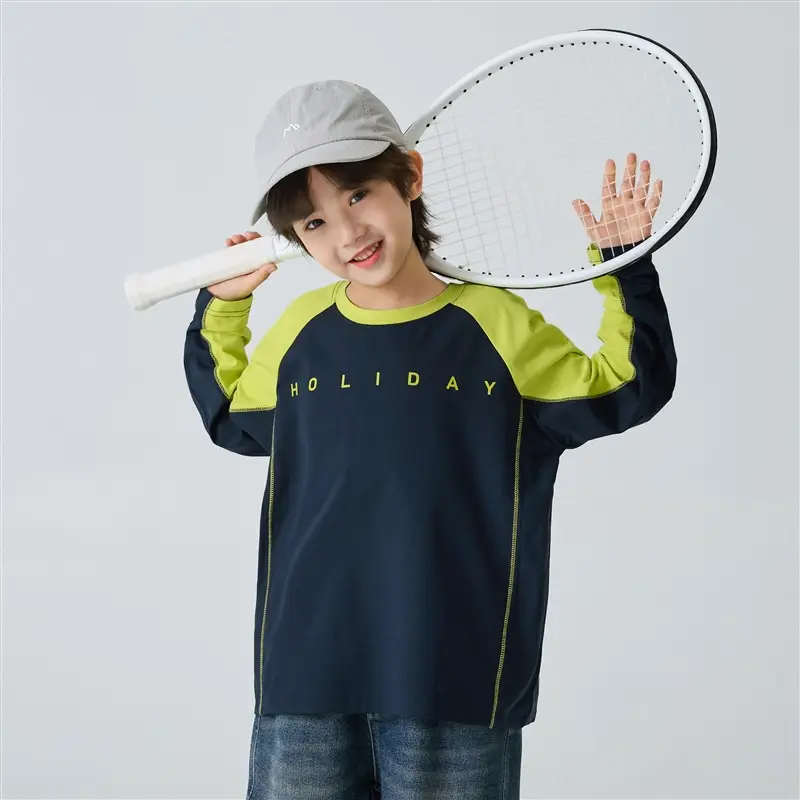 Haima Boys Raglan Sleeve T-Shirt Green Blue Winter - Image 2