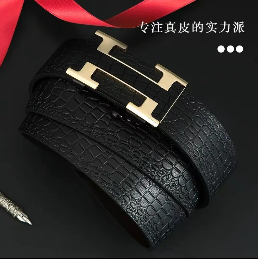 Men's Black Croc Leather Belt with Silver Buckle — feature 13