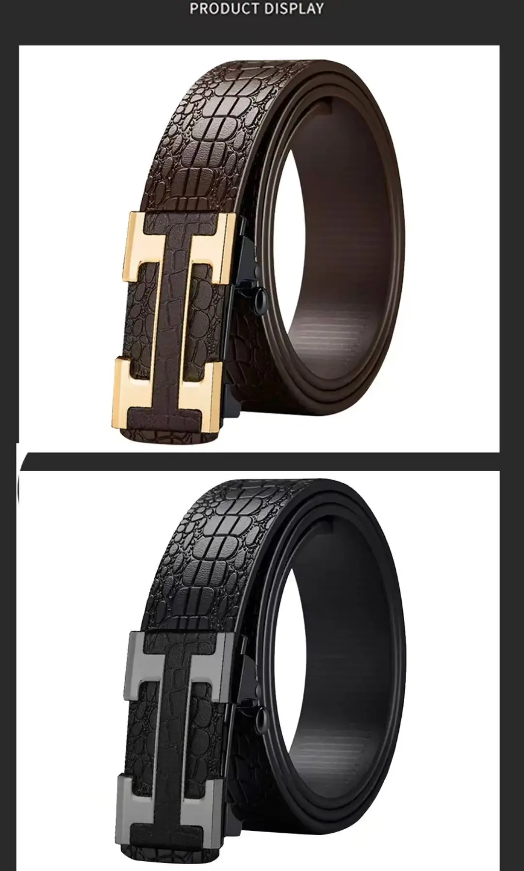 Men's Black Croc Leather Belt with Silver Buckle — feature 20