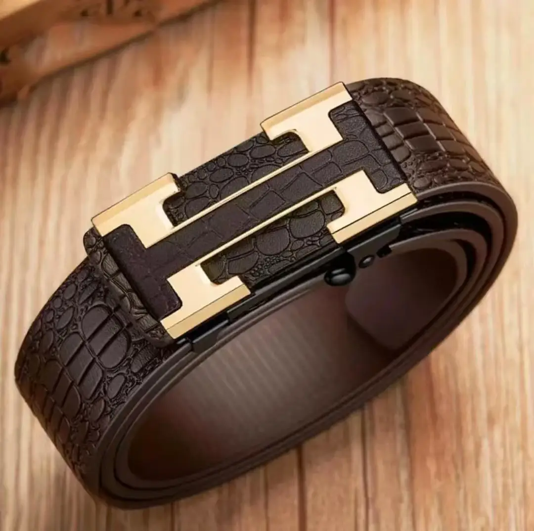 Men's Black Croc Leather Belt with Silver Buckle — feature 4