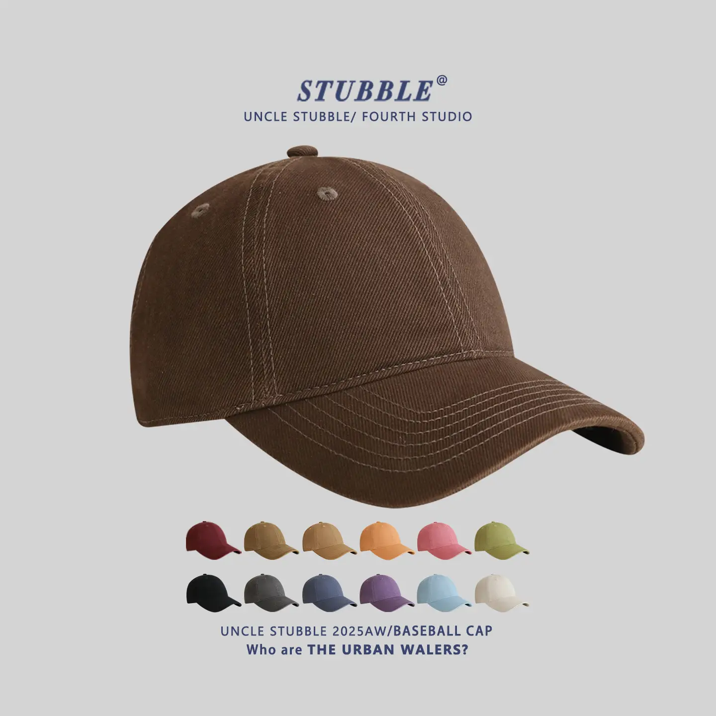 Stubble Blue Baseball Cap for Men Women Pure Cotton — feature 1