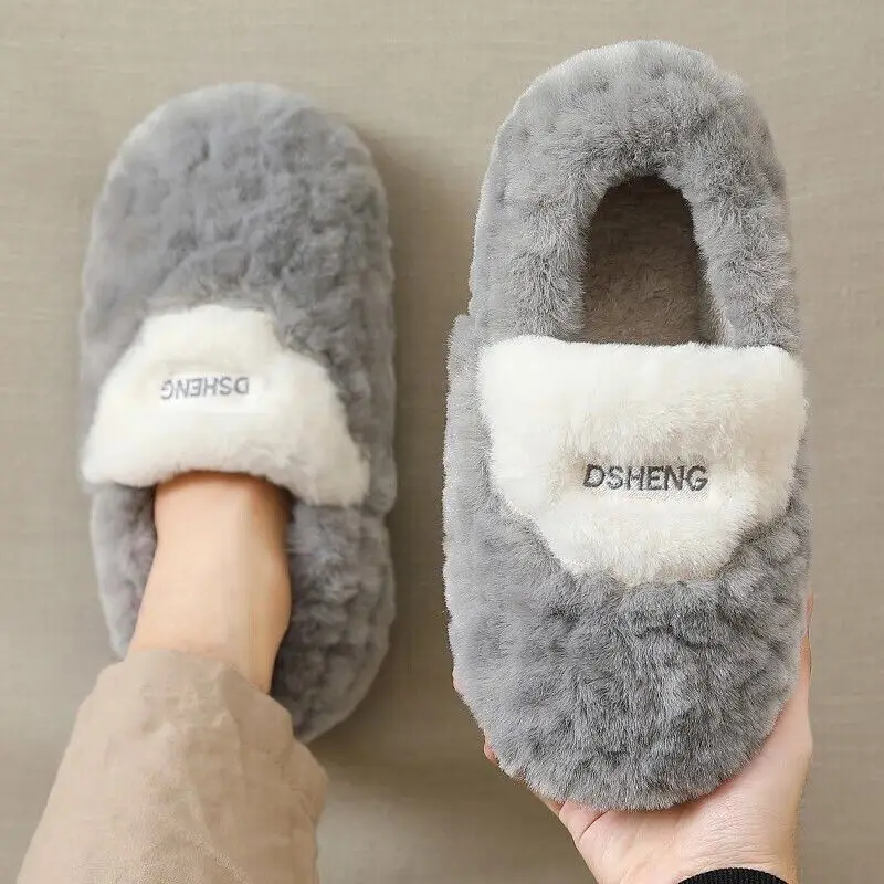 Cute Plush Lamb Slippers for Women Winter Warm Indoor