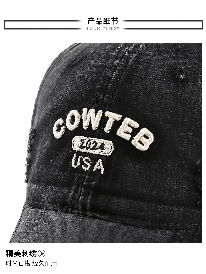 Grey Cotton Baseball Cap for Women Men Casual Sun Protection — feature 12