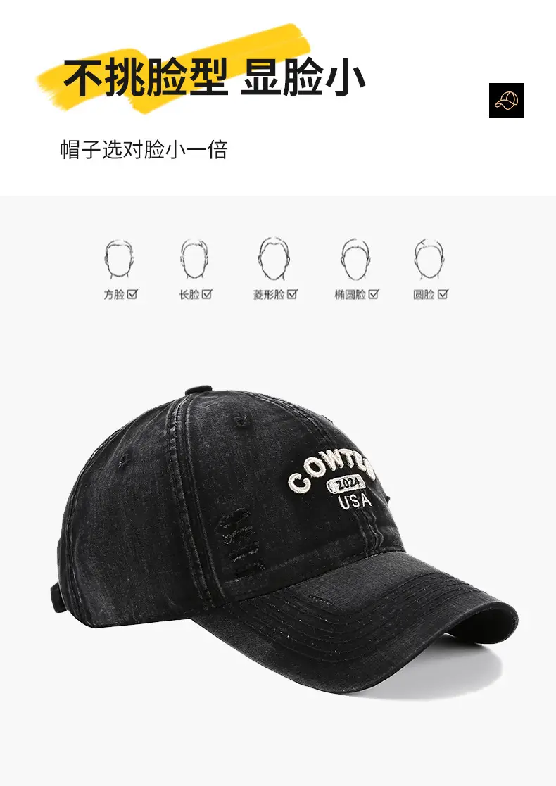 Grey Cotton Baseball Cap for Women Men Casual Sun Protection — feature 3